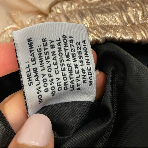 Walter Baker | Minh Lamb Leather Gold Cropped Jogger Size XL NEW - Picture 6 of 9